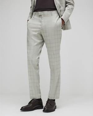 River Island Mens Suit Trousers Beige Skinny Fit Stretch Check