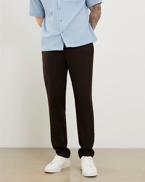 River Island Mens Trousers Brown Slim Fit Stretch Textured Zipped