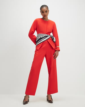 River Island Womens Straight Leg Trousers Red Slim Zip