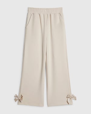 River Island Girls Trousers Cream Wide Leg Bow