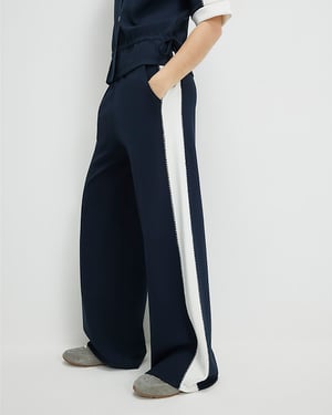 River Island Womens Wide Leg Trousers Navy Colour Blocked