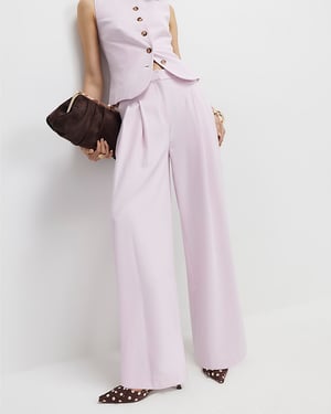 River Island Womens Wide Leg Trousers Pink Dart Detail