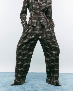 River Island Womens Wide Leg Trousers Brown Check