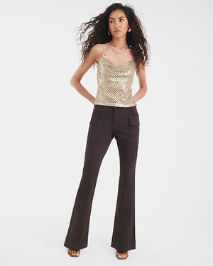 River Island Womens Cargo Trousers Brown Twill Bootcut