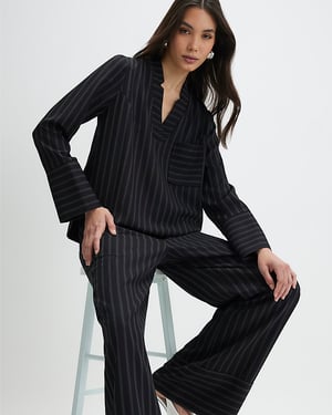 River Island Womens Tunic Black Stripe Pocket Detail