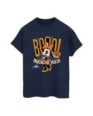 Disney Kvinnor/Ladies Boo Trick Or Treat Minnie Mouse Bomull Boyfriend T-shirt (Mörkblå)