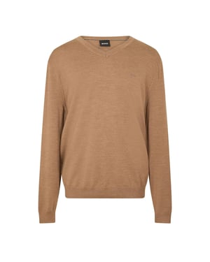 Boss Heren Batisse V Hals Sweater Top (Medium Beige)