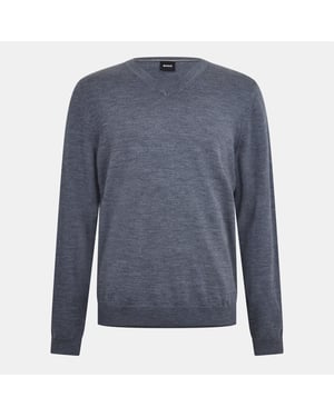Boss Heren Batisse V Hals Sweater Top (Medium Grijs)