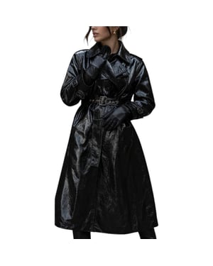 Diesel L-CAROLYN CAPPOTTO Women's Long Black Trench Coat Casual Ladies Jackets