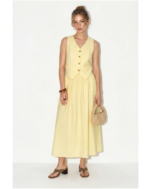 V-Neck Vest and Maxi Skirt Two-Piece Coord Set