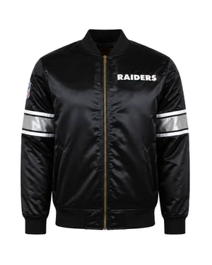 Mitchell & Ness NFL Oakland Raiders Heavyweight Mens Black Satin Jacket