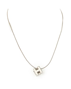 H Cube Pendant Necklace   ketting