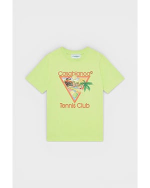 Casablanca Afro Cubism Tennis Club Tryckt T-shirt, Ljusgrön