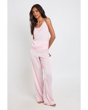 Tall Eyelash Lace Trim Cami & Trouser Pyjama Set
