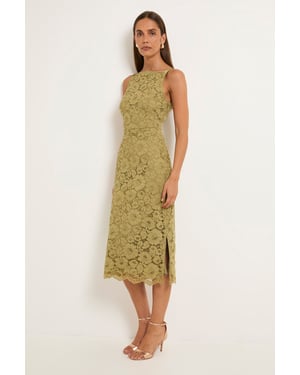 Lace Satin Strap Pencil Dress