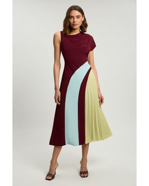 Petite Soft Tailored Colour Block Detail Midi Dress