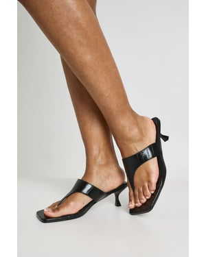 Wide Fit Toe Post Heeled Mules