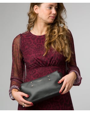 'Samantha' Black Leather Evening & Clutch Bag