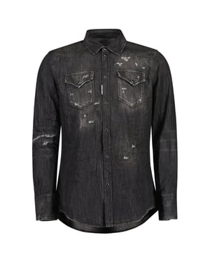 Dsquared2 Classic Western Worn Denim Black Shirt