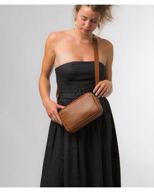 'Dion' Oak Nappa Leather Cross Body Bag