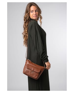 'Laura' Caramel Leather Cross Body Bag