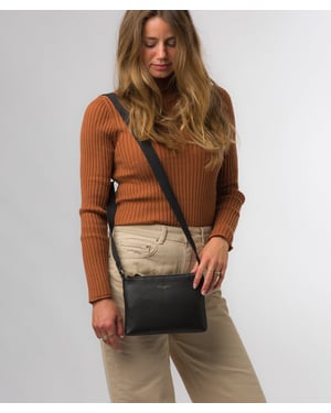 'Nessa' Black Nappa Leather Cross Body Bag