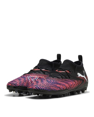 Boys Puma Kids Future 8 Match Mg Firm Ground Football Boots in Black-Wh