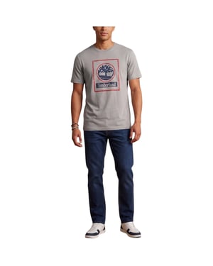 Timberland Mens T Shirts Tree Print Classic Logo Summer Cotton Crew Neck Top