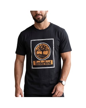 Timberland Mens T Shirts Tree Print Classic Logo Summer Cotton Crew Neck Top