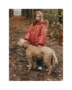 Looxs Revolution Winterjas terra met pink hartjes voor meisjes in de kleur