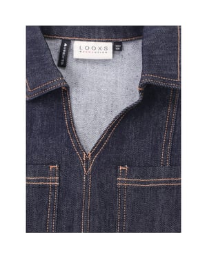 Looxs Revolution Dark denim blouse stretch voor meisjes in de kleur