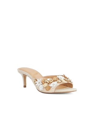 Dune Ladies Maizy - Leather Floral Embellished Heel Mules