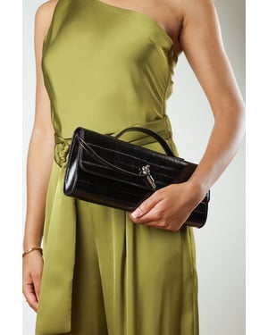 Wheres That From Womens Petal Envelope Style Eel Print Clutch Bag
