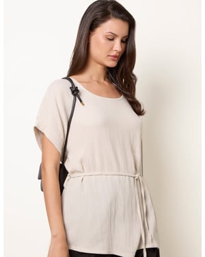 Belted Wide Sleeve Top