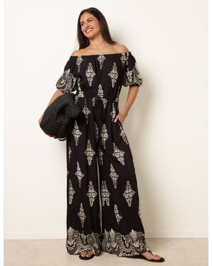 Printed Off Shoulder Jumpsuit