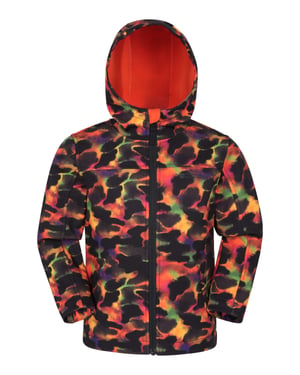 'Exodus' Kids Softshell Jacket with Two Side Pockets Fleece Lined Water Resistant Outdoors Coat Dark Red