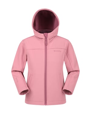 'Exodus' Kids Softshell Jacket with Two Side Pockets Fleece Lined Water Resistant Outdoors Coat Light Pink