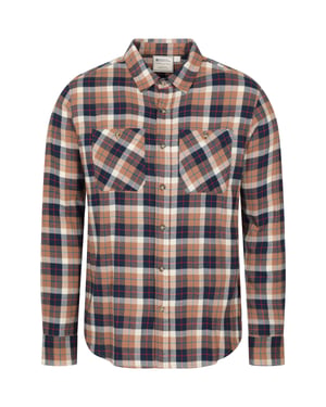 'Maine' Men's Flannel Shirt Warm & Cosy Long Sleeve Check Button-Up Casual Top Tan