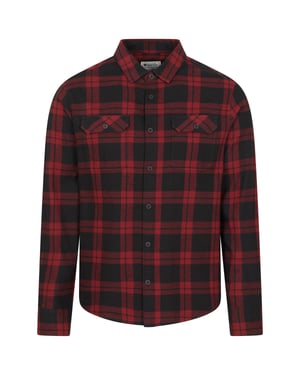 'Trace' Men's Flannel Shirt 100% Cotton Long Sleeve Everyday Casual Winter Top Dark Red