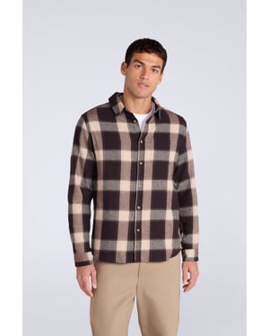 'Cove' Men's Check Flannel Shirt Cotton Buttoned Breathable Top Grey