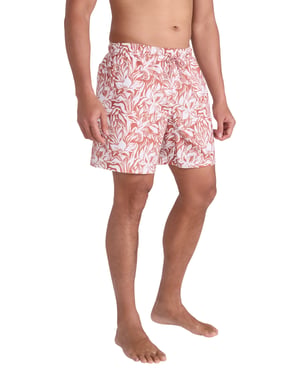 'Aruba' Men's Printed Swim Shorts Drawstring Quick Drying Swimming Trunks Orange