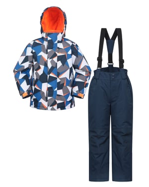 Kids Ski Jacket and Trousers Set Snowproof Fleece Lined Warm Outdoor Ski Outfit Medium Blue