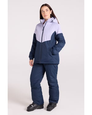 Women's Plain Ski Jacket and Pants Set Insulated Hooded Snowproof Winter Outfit Navy