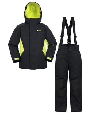 Kids Ski Jacket & Trousers Set Snowproof Fleece Lined Warm Outdoor Ski Outfit Black
