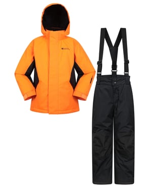 Kids Ski Jacket & Trousers Set Snowproof Fleece Lined Warm Outdoor Ski Outfit Orange