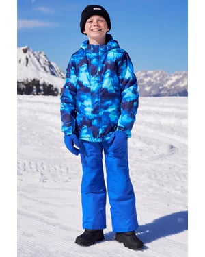 Kids Ski Jacket and Trousers Set Snowproof Fleece Lined Warm Outdoor Ski Outfit Blue/Navy