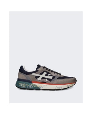 Premiata Heren sneaker met grijs en rood kleurblok