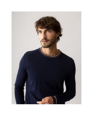 Mos Mosh 511830 469 mosmosh mmgadam contrast crew neck knit navy