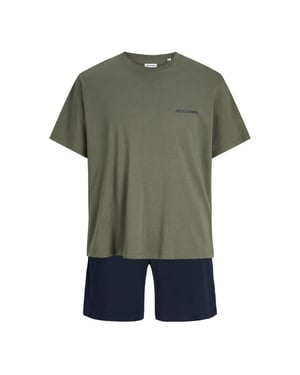 Jack & Jones Heren korte shortama pyjamaset jaceverest groen/donkerblauw