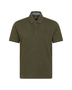 'Hasst II' Men's Polo with Button Neck Cotton Sun Protection Casual Tee Forest Green